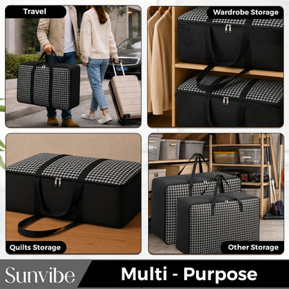 Sunvibe® Large Wardrobe Storage Bag | Heavy Duty Clothes Organizer with Strong Zipper | Foldable Blanket & Saree Storage Bag | Dustproof | Large Capacity