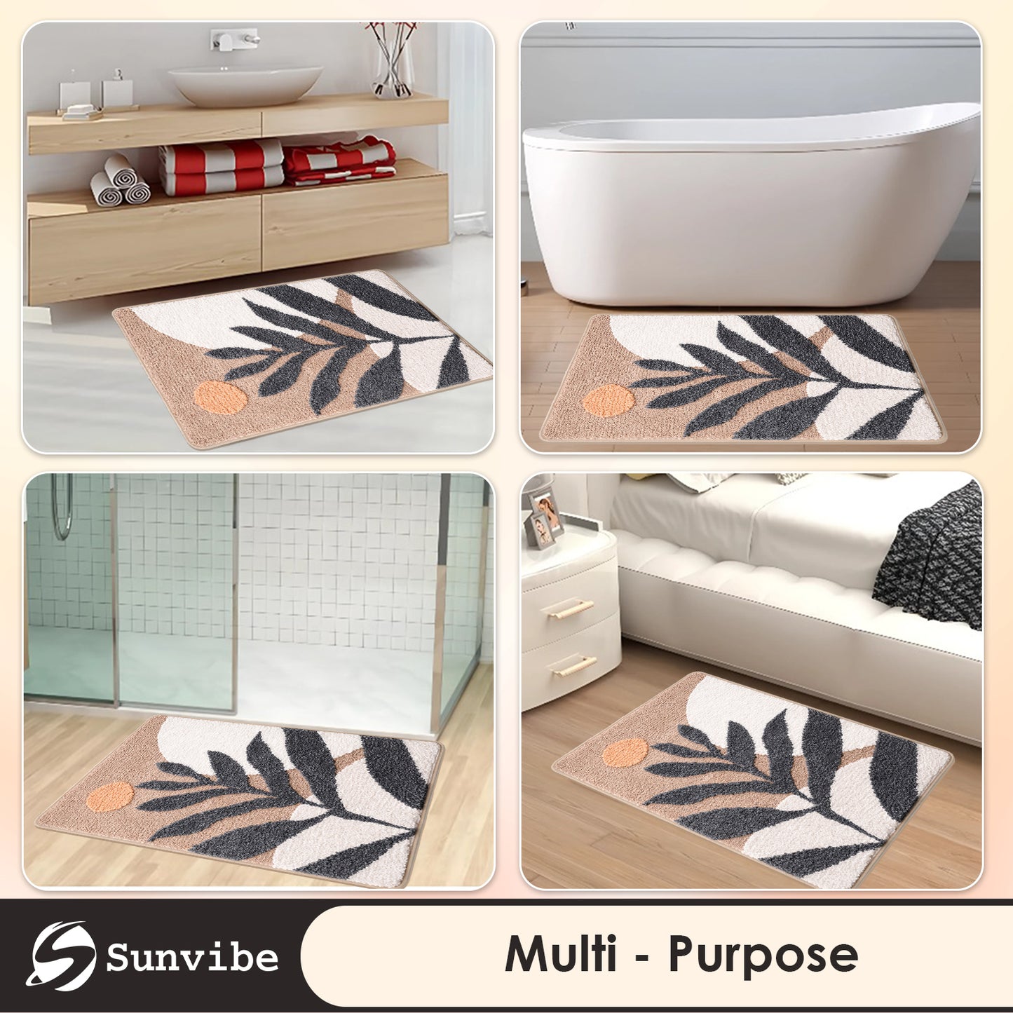3D Microfiber Floor Mat | Ultra Soft & Super Absorbent Bath Mat | Anti-Slip Backing | Quick Dry Washable Rug for Bathroom, Kitchen & Bedroom