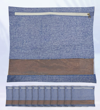 Saree Clothes Bags/Covers/Poches For Storage With Zip Closure (16 X 14 Inches, Blue)