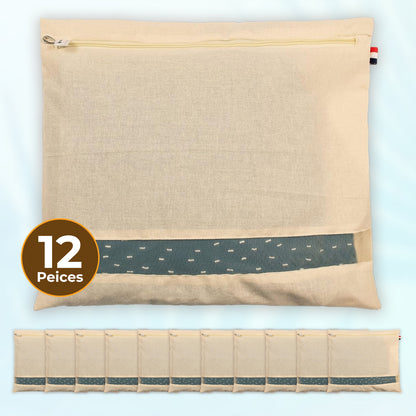 Saree Clothes Bags/Covers/Poches For Storage With Zip Closure (16 X 14 Inches, Beige)