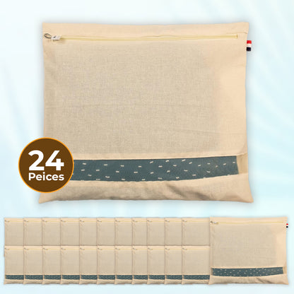 Saree Clothes Bags/Covers/Poches For Storage With Zip Closure (16 X 14 Inches, Beige)