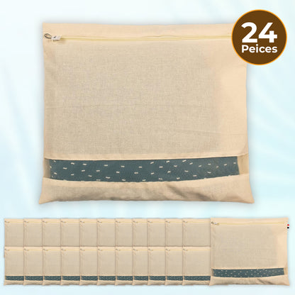 Saree Clothes Bags/Covers/Poches For Storage With Zip Closure (16 X 14 Inches, Beige)