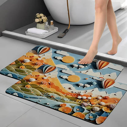 3D Anti-Skid Water-Soaking Mat: Perfect for Your Home (Mountain print)