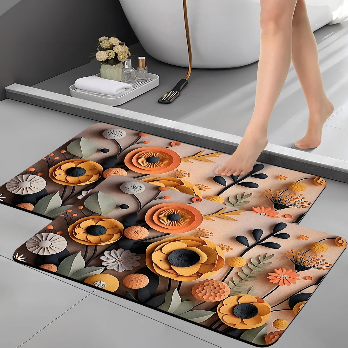 3D Anti-Skid Water-Soaking Mat: Perfect for Your Home (Mountain print)