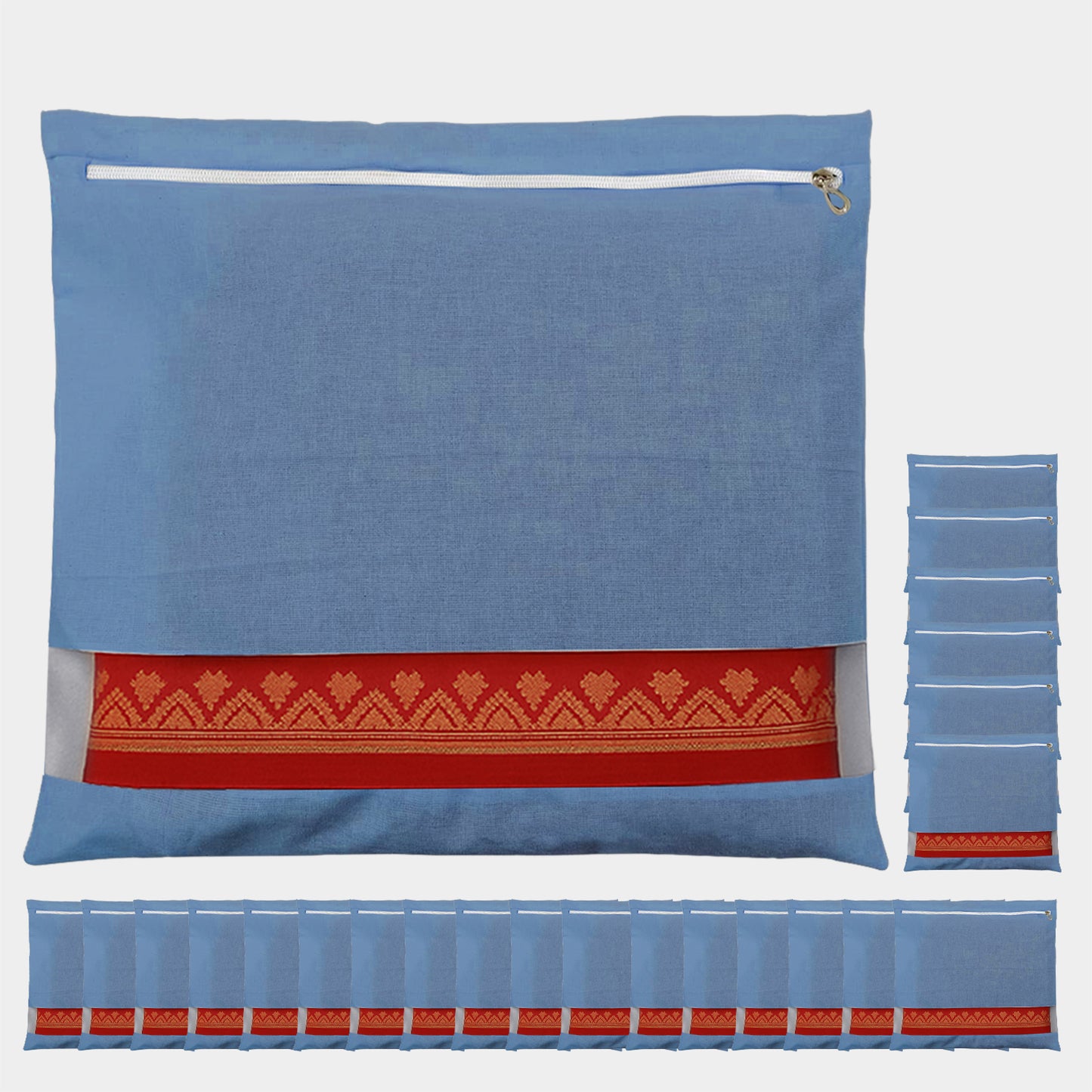 Saree Clothes Bags/Covers/Poches For Storage With Zip Closure (16 X 14 Inches, Blue)