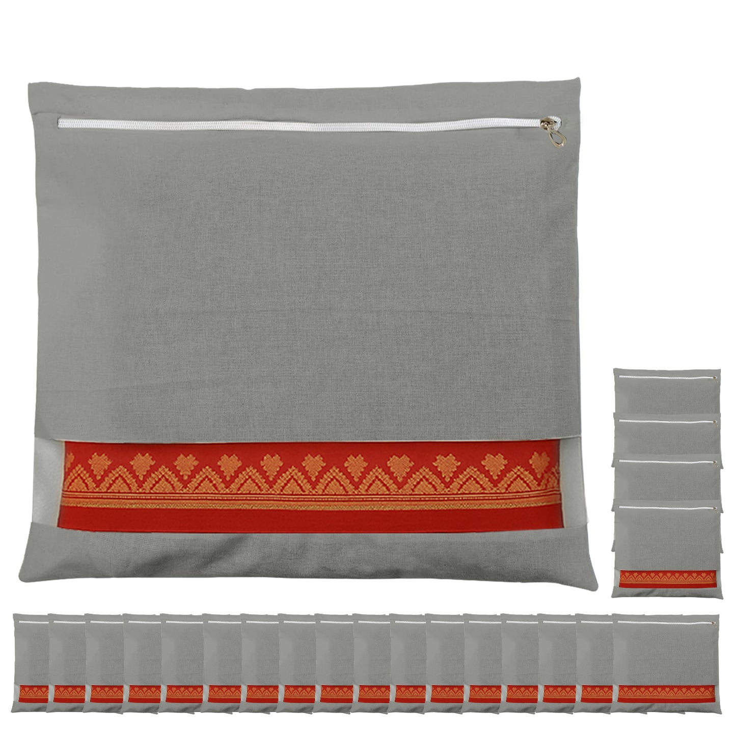 Saree Clothes Bags/Covers/Poches For Storage With Zip Closure (16 X 14 Inches, Grey)