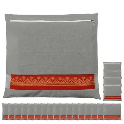 Saree Clothes Bags/Covers/Poches For Storage With Zip Closure (16 X 14 Inches, Grey)