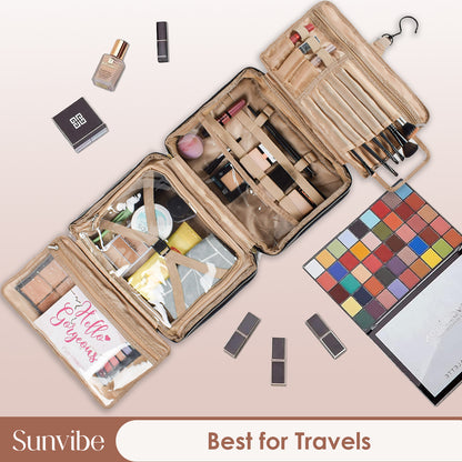 Waterproof PU Leather Hanging Toiletry & Makeup Organizer for Women