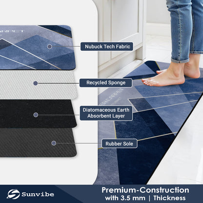 Kitchen Floor Mat 3.5mm (120x40cm & 40x60cm, Feather Print-2 Pieces)