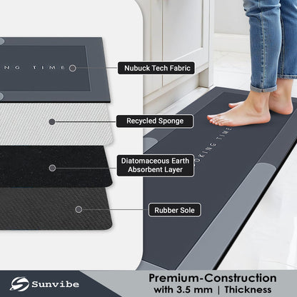 Kitchen Floor Mat 3.5mm (120x40cm & 40x60cm, Cooking Grey)