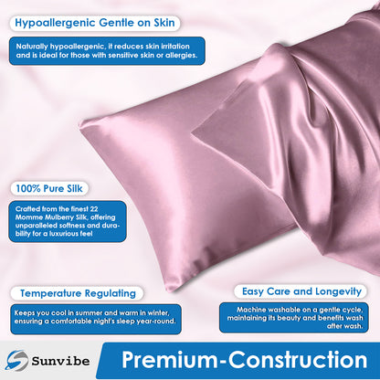 Set of 2 Satin Silk Pillow Covers and 1 Pieces Silk Scrunchies