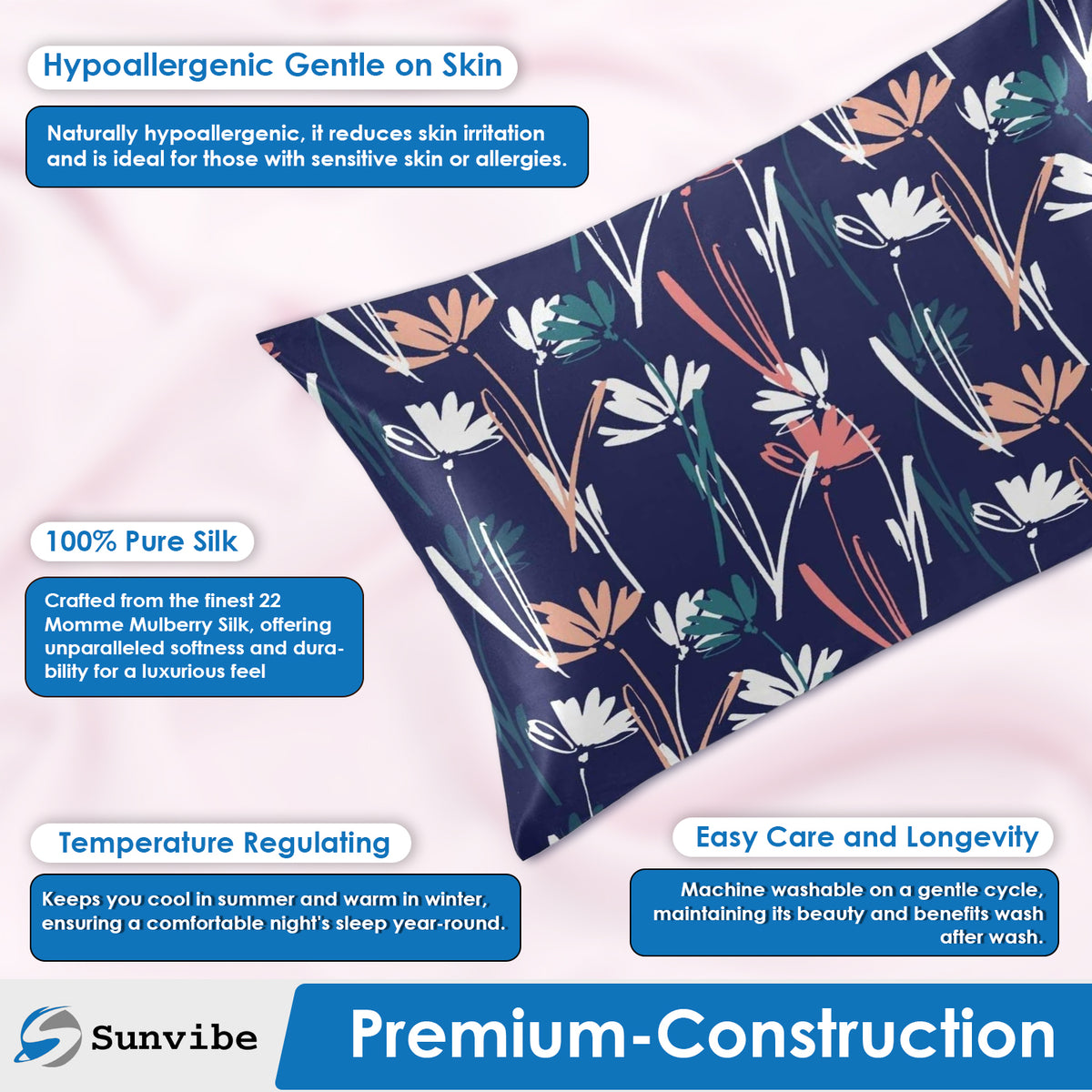 Sunvibe 3D Printed Pillow Cover for Bedroom | Soft & Durable Microfiber Cushion Cover | Fade-Resistant, Skin-Friendly, Hidden Zipper | Decorative Pillowcase for Sofa & Bed-1 free Scrunchie