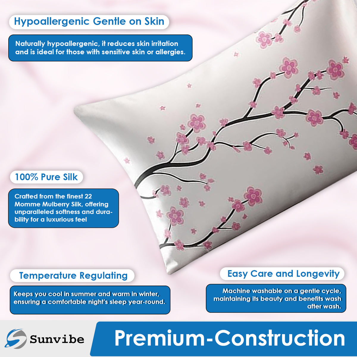 Sunvibe 3D Printed Pillow Cover for Bedroom | Soft & Durable Microfiber Cushion Cover | Fade-Resistant, Skin-Friendly, Hidden Zipper | Decorative Pillowcase for Sofa & Bed-1 free Scrunchie