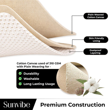 Sunvibe® Cotton Canvas Saree Covers with Zip for Storage | Clothes Storage Bags for Dresses, Sarees & Lehengas | Wardrobe Organizer (17 x 14 x 7 Inch)