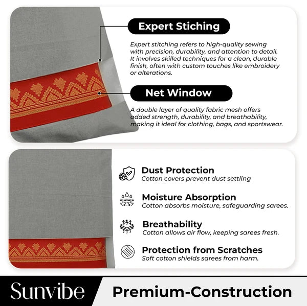 Saree Clothes Bags/Covers/Poches For Storage With Zip Closure (16 X 14 Inches)