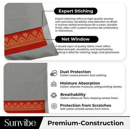 Saree Clothes Bags/Covers/Poches For Storage With Zip Closure (16 X 14 Inches)