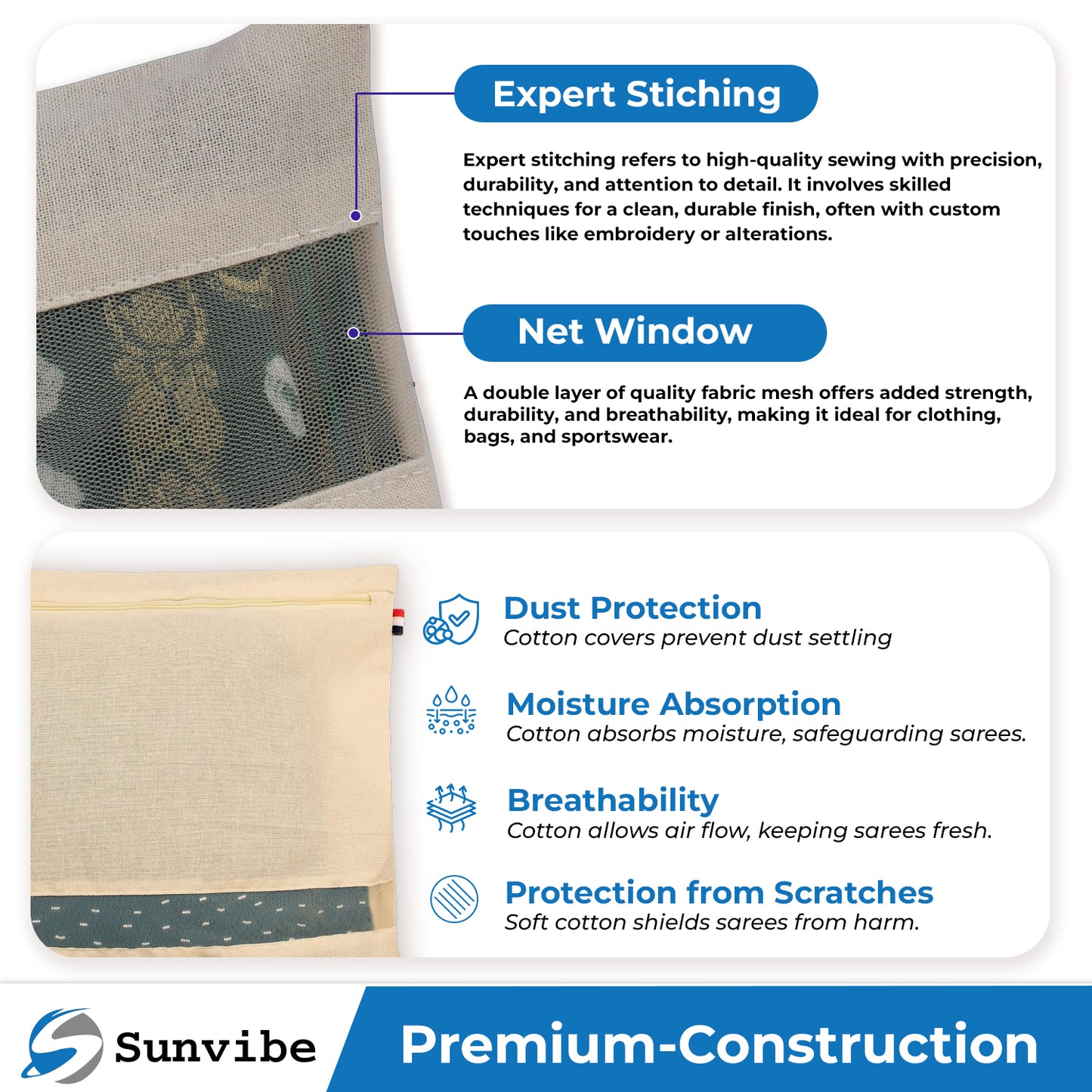 Saree Clothes Covers (16 X 14 Inches, Beige) PACK of 10