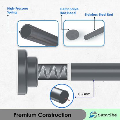 Extendable Black Shower Curtain Tension Rod – Non-Drilling & Anti-Skid