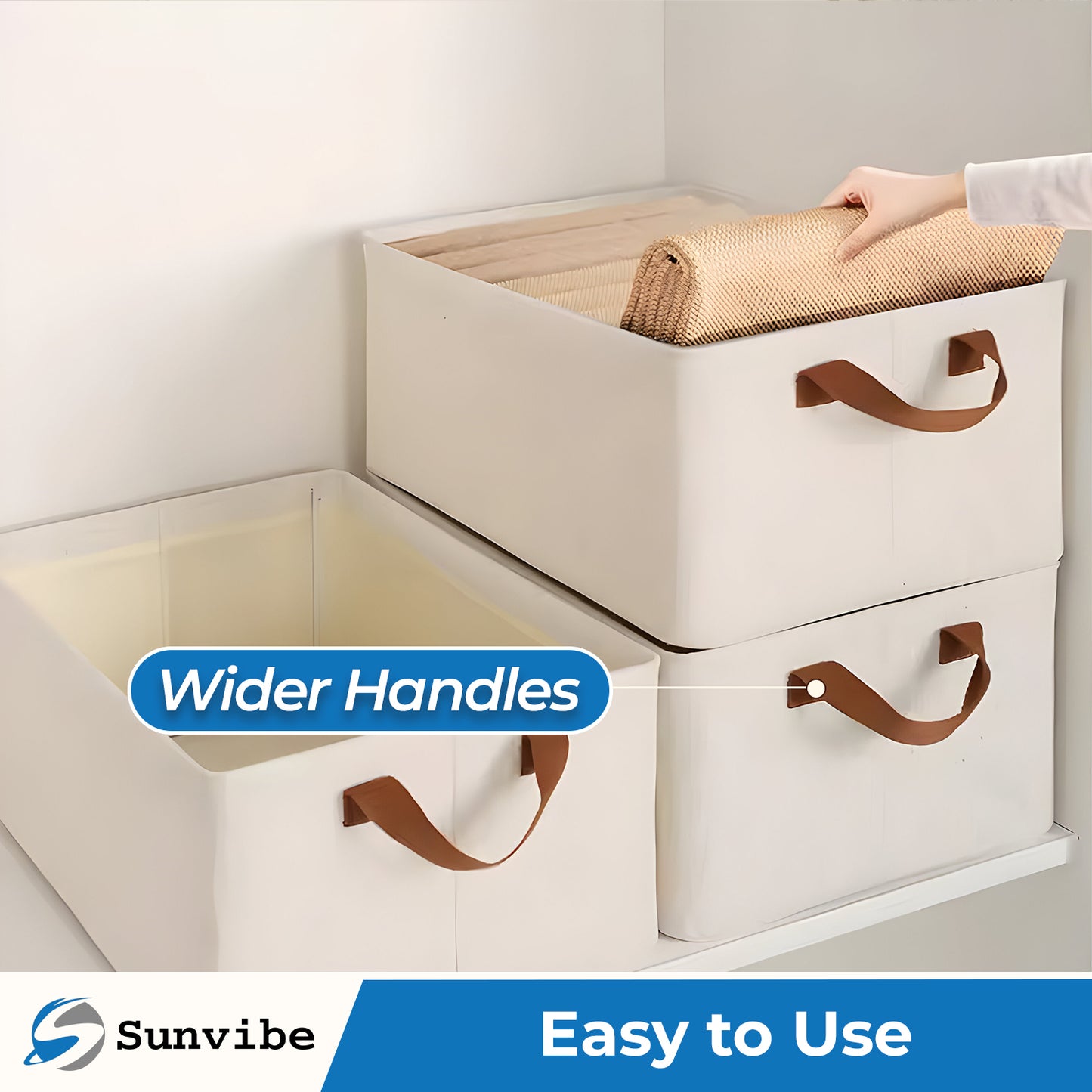 Foldable Wardrobe Organizer with Durable Handle (White)
