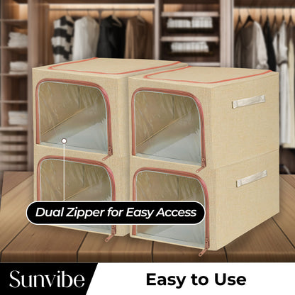 49 L Double-Sided Zipper Storage Box -Beige