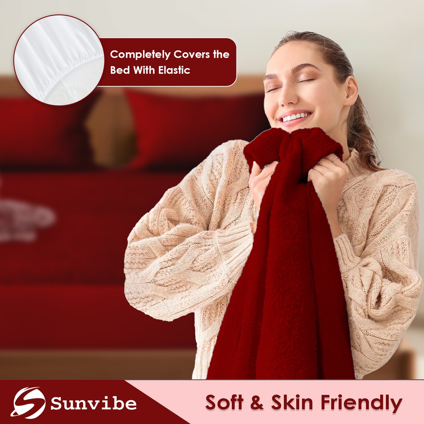 Mattress Protector – Waterproof, Breathable & Soft Cotton  (Maroon)