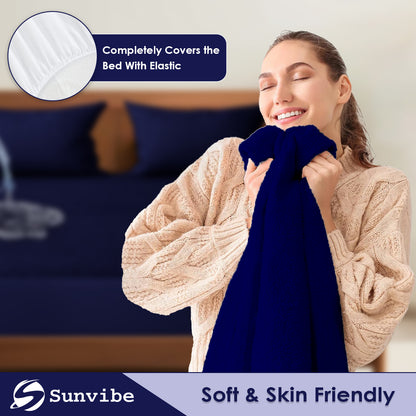 Mattress Protector – Waterproof, Breathable & Soft Cotton Navy-blue