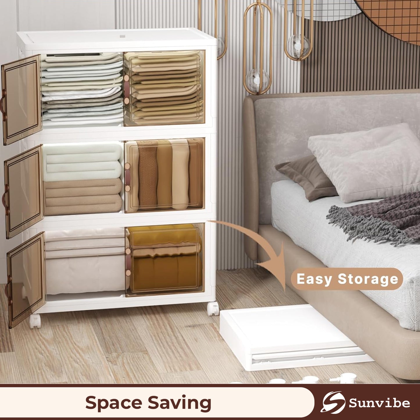 Premium Dual-Door Transparent Storage Cabinet (Pack of 3)
