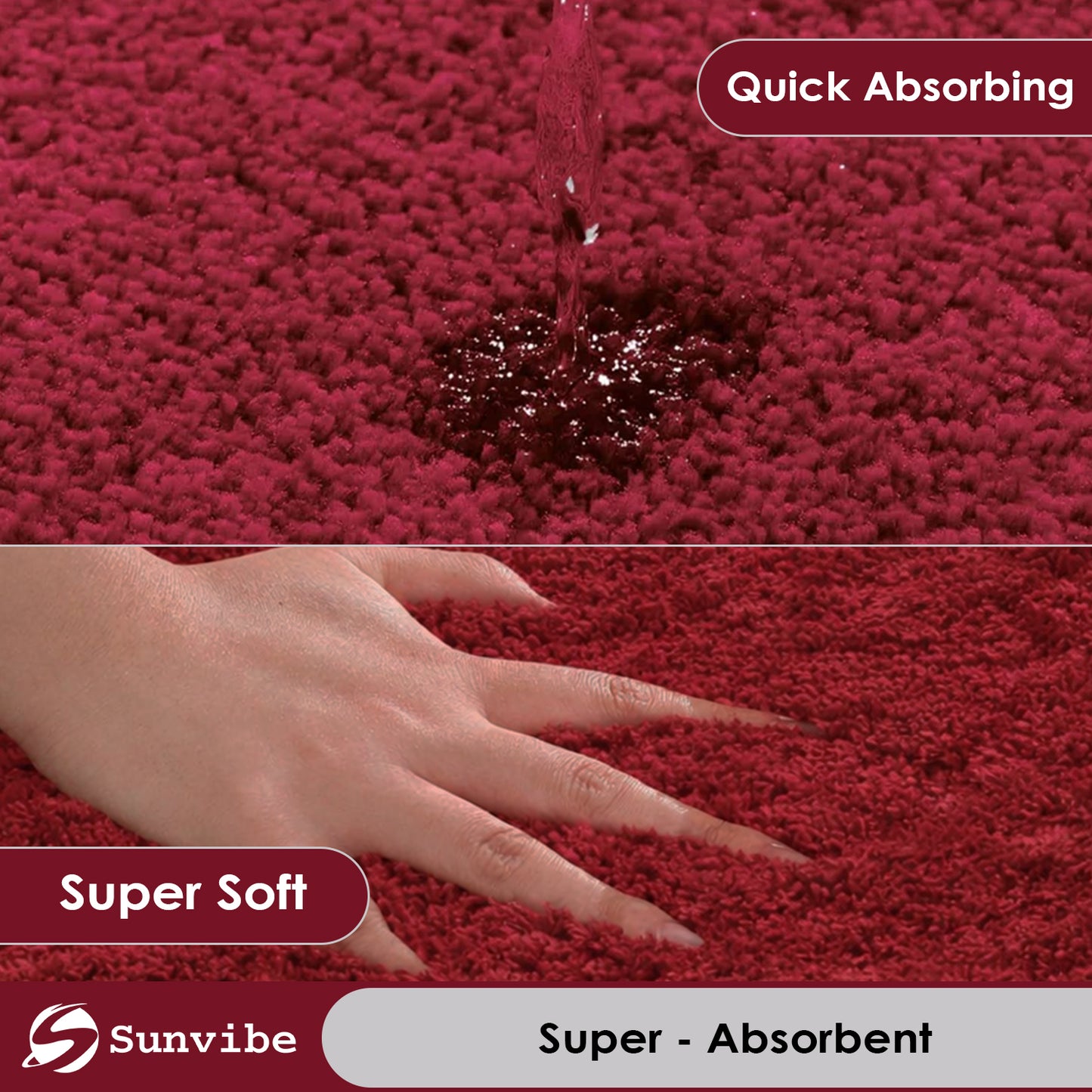 Sunvibe Premium Microfiber Floor Mat – Super Soft, Highly Absorbent & Quick Dry | Anti-Slip Multipurpose Mat for Bathroom, Kitchen & Bedroom (40 x 60 cm)
