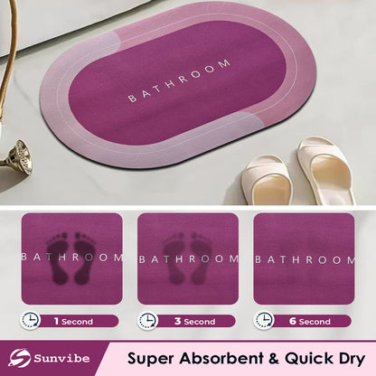 Bath Mat 3.5mm Anti-Skid Water Soaking Bathroom Print Door, Floor Mat