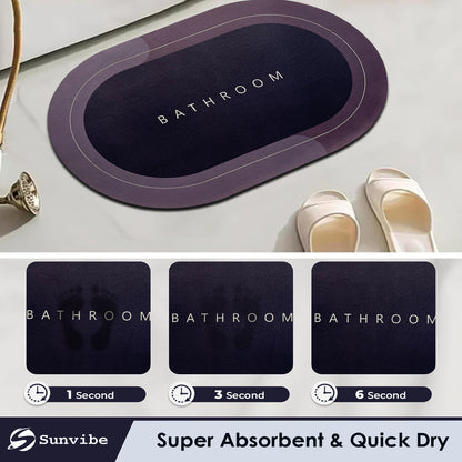 Bath Mat 3.5mm Anti-Skid Water Soaking Bathroom Print Door, Floor Mat