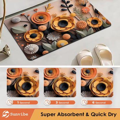 3D Anti-Skid Water-Soaking Mat: Perfect for Your Home (Yellow flower)