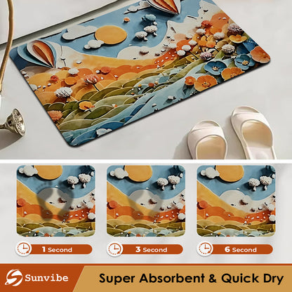 3D Anti-Skid Water-Soaking Mat: Perfect for Your Home (Mountain print)