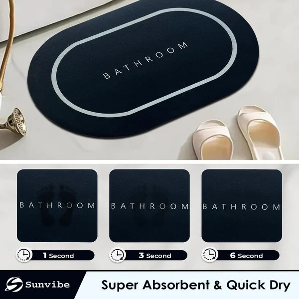 Bath Mat 3.5mm Anti-Skid Water Soaking Bathroom Print Door, Floor Mat.