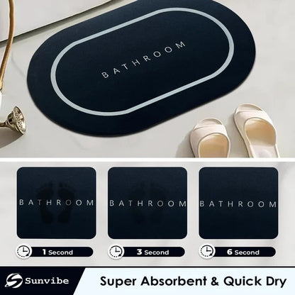 Bath Mat 3.5mm Anti-Skid Water Soaking Bathroom Print Door, Floor Mat.