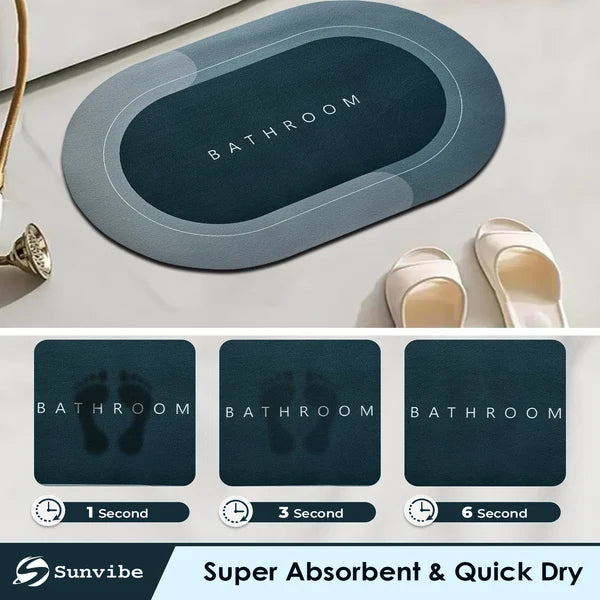Bath Mat 3.5mm Anti-Skid Water Soaking Bathroom Print Door, Floor Mat.