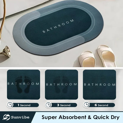 Bath Mat 3.5mm Anti-Skid Water Soaking Bathroom Print Door, Floor Mat.