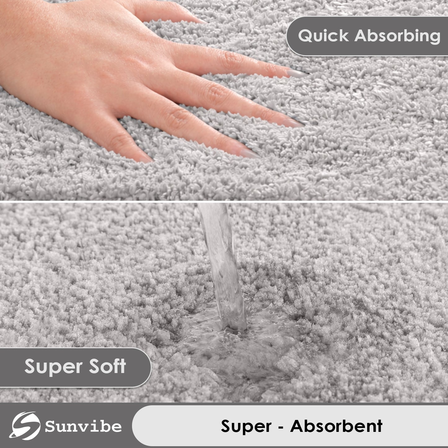 Sunvibe Premium Microfiber Floor Mat – Super Soft, Highly Absorbent & Quick Dry | Anti-Slip Multipurpose Mat for Bathroom, Kitchen & Bedroom (40 x 60 cm)