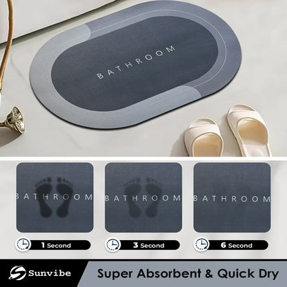 Bath Mat 3.5mm Anti-Skid Water Soaking Bathroom Print Door, Floor Mat