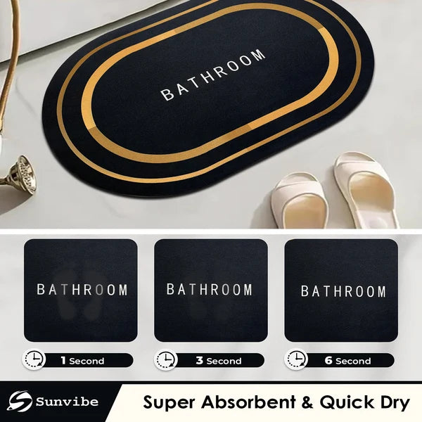Bath Mat 3.5mm Anti-Skid Water Soaking Bathroom Print Door, Floor Mat.