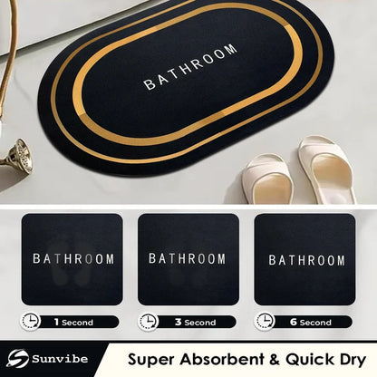 Bath Mat 3.5mm Anti-Skid Water Soaking Bathroom Print Door, Floor Mat.