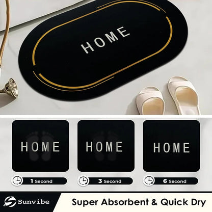 Bath Mat 3.5mm Anti-Skid Water Soaking Bathroom Print Door, Floor Mat.