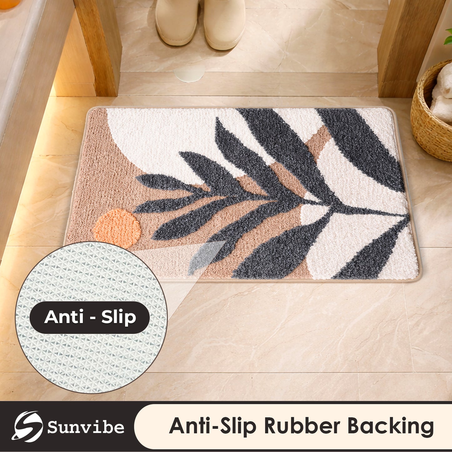 3D Microfiber Floor Mat | Ultra Soft & Super Absorbent Bath Mat | Anti-Slip Backing | Quick Dry Washable Rug for Bathroom, Kitchen & Bedroom