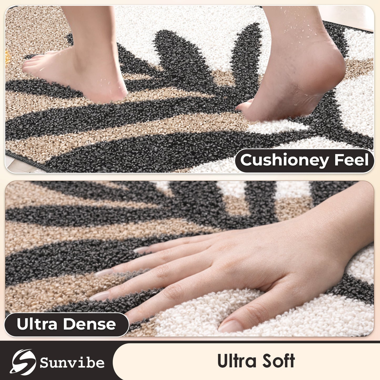 3D Microfiber Floor Mat | Ultra Soft & Super Absorbent Bath Mat | Anti-Slip Backing | Quick Dry Washable Rug for Bathroom, Kitchen & Bedroom