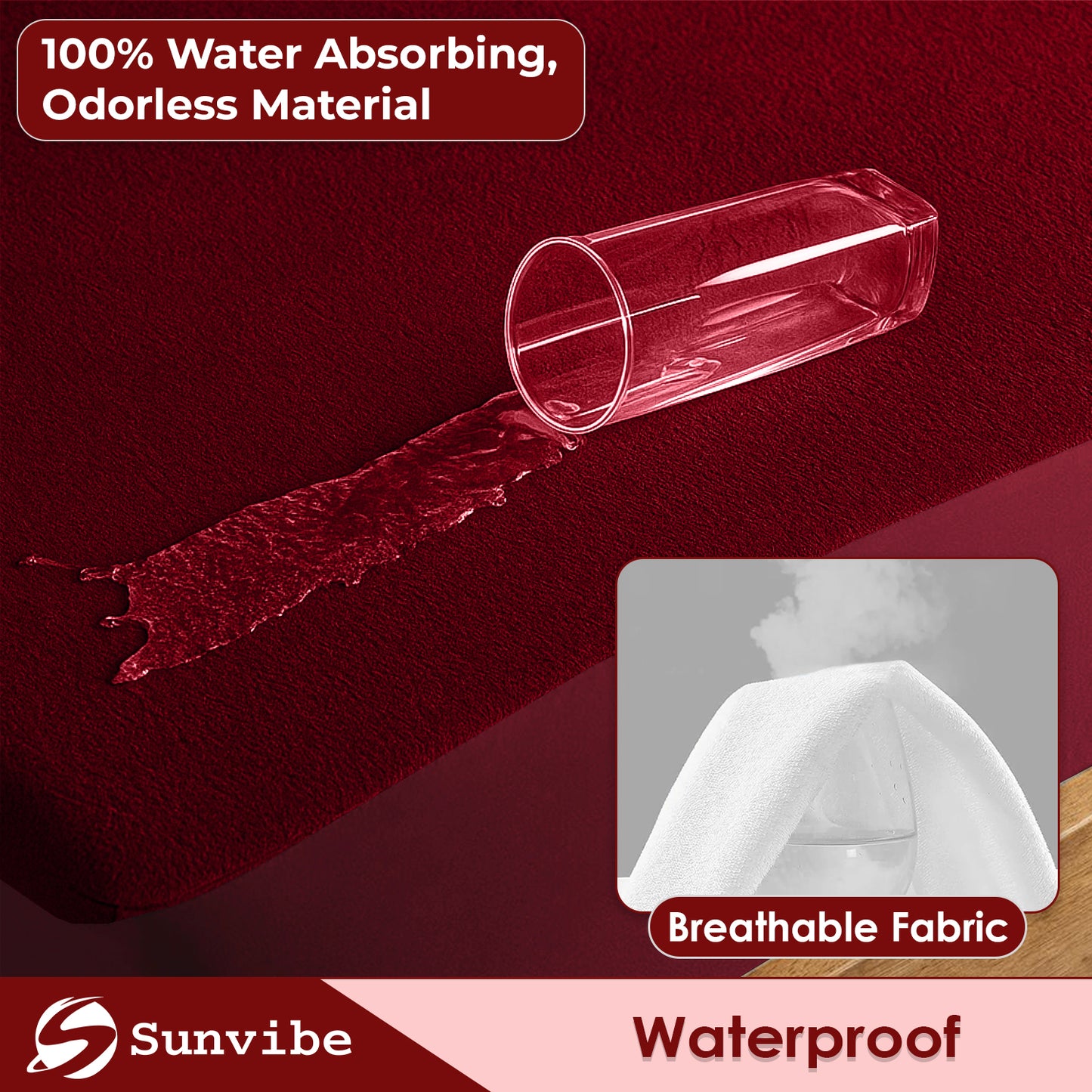 Mattress Protector – Waterproof, Breathable & Soft Cotton  (Maroon)
