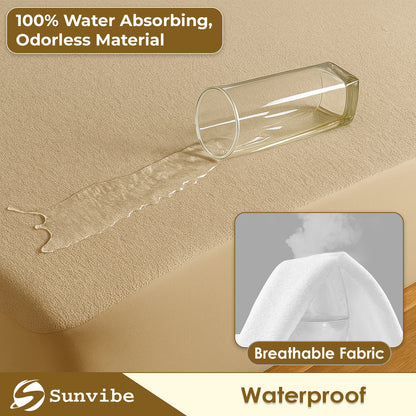 Mattress Protector – Waterproof, Breathable & Soft Cotton(Beige)