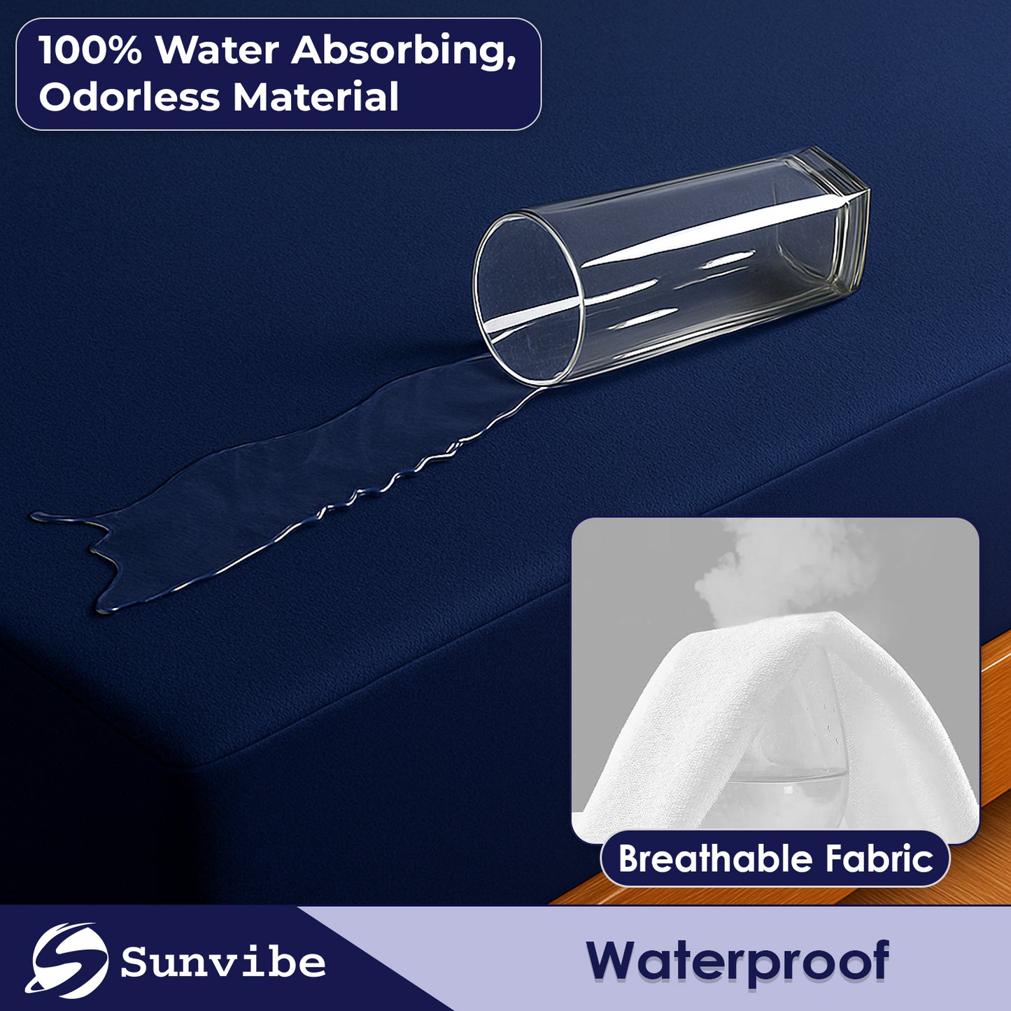 Mattress Protector – Waterproof, Breathable & Soft Cotton Navy-blue