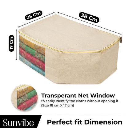 Sunvibe Cotton Canvas Blouse Organizer for Wardrobe – Pack of 3 | Blouse Covers for Storage | Durable Clothes Organizer (38 x 25 x 17 cm)