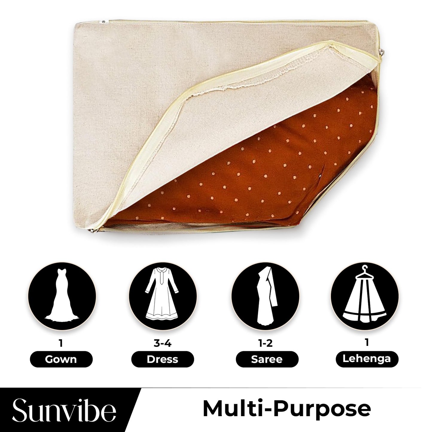 Sunvibe Cotton Canvas Blouse Organizer for Wardrobe – Pack of 3 | Blouse Covers for Storage | Durable Clothes Organizer (38 x 25 x 17 cm)