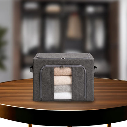 Premium Foldable Blanket & Clothes Storage Bag with Clear Window (Grey)