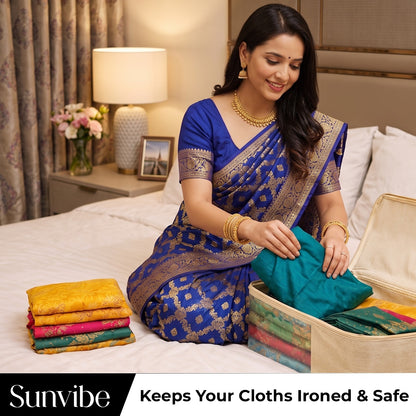 Sunvibe Cotton Canvas Blouse Organizer for Wardrobe – Pack of 3 | Blouse Covers for Storage | Durable Clothes Organizer (38 x 25 x 17 cm)